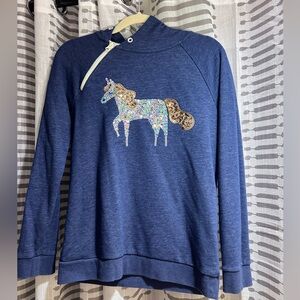 Cat & Jack Navy Hoodie with Sequin Unicorn